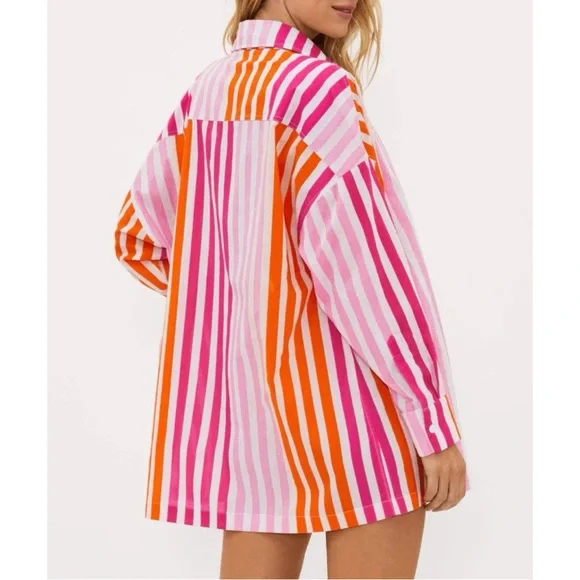 Anthropologie BeachRiot Striped Button Shirt Dress Swim Cover - Picture 2 of 6